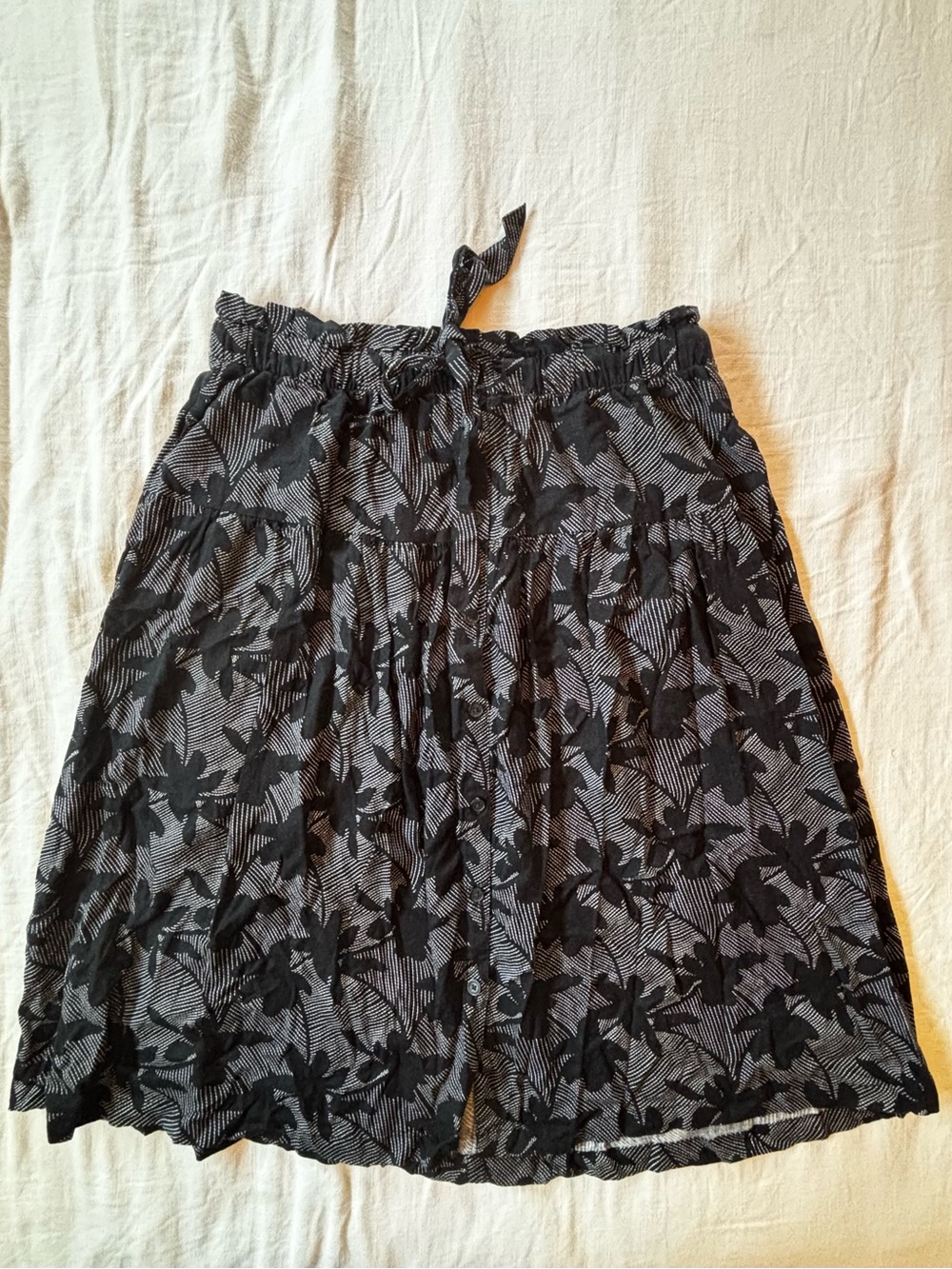 Universal Thread Black and White Floral A-Line Skirt Size XXL Linen Blend
